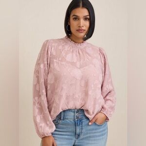 Torrid Chiffon Clip Floral Bubble Hem Blouse Size 3x